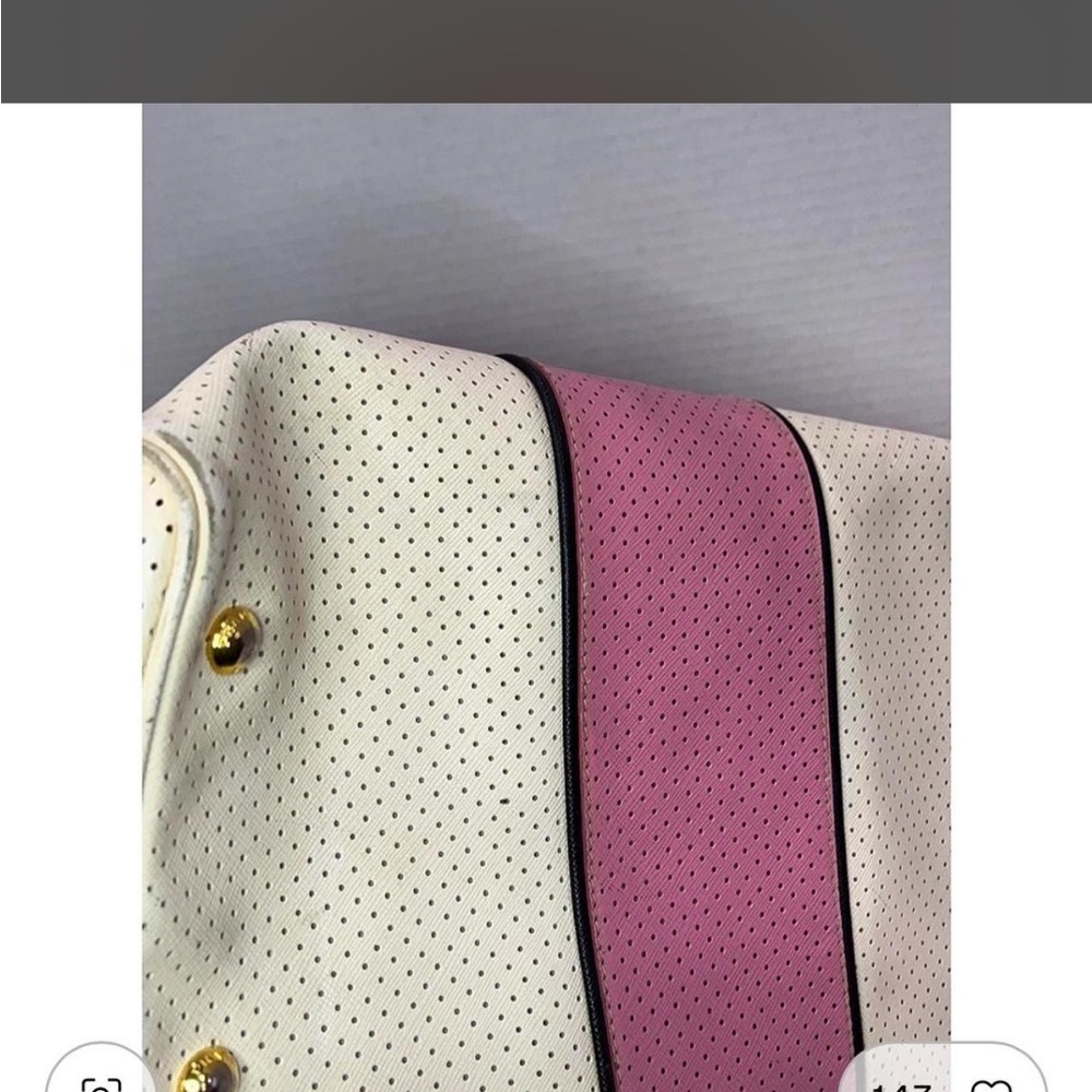 Prada Two-Tone Perforated Satchel - Pink, Cream & Black - Picture 3 of 8